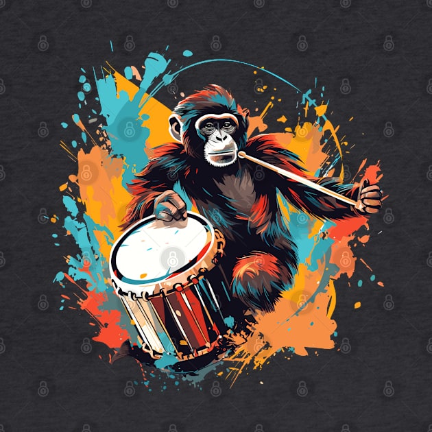 Monkey Playing Drums by Graceful Designs